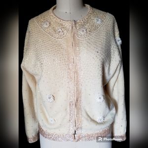 1950's beaded sequin cardigan medium large
